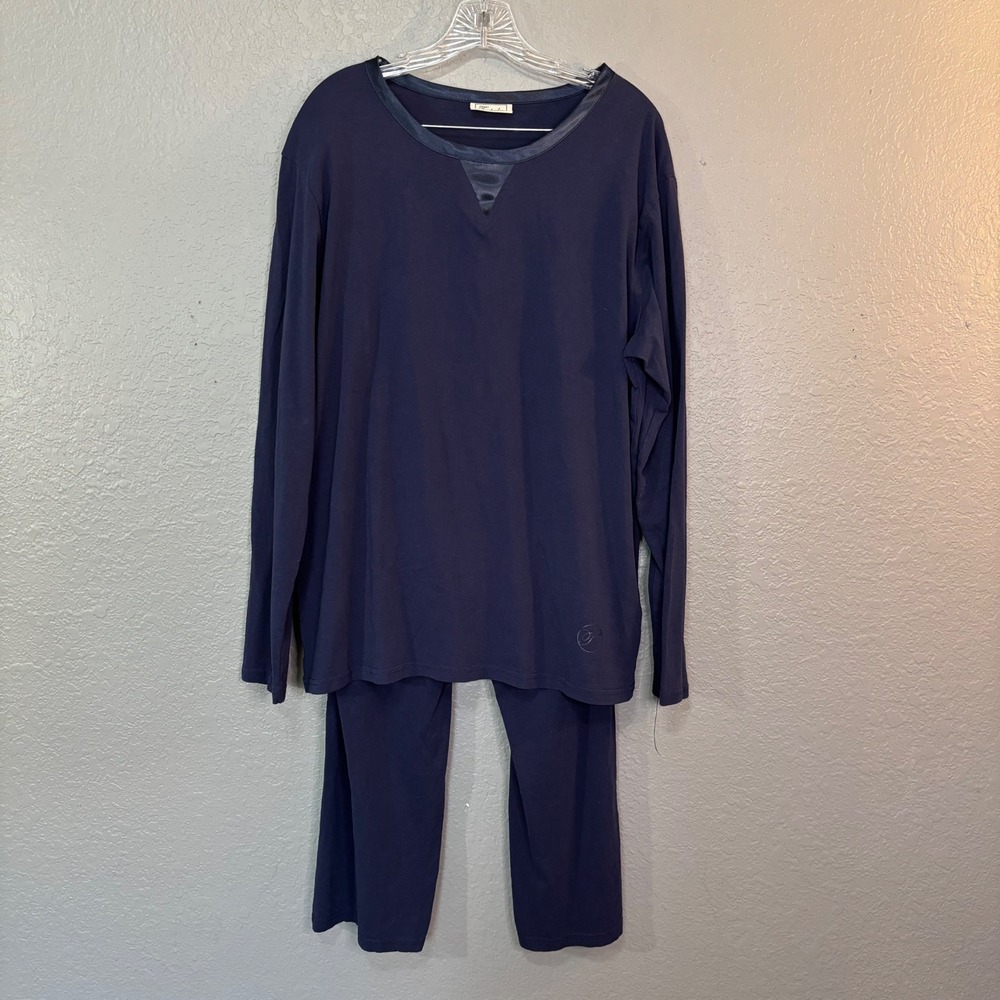 Temperley London British Airways First Class Pajama Set Navy Blue Cotton Large